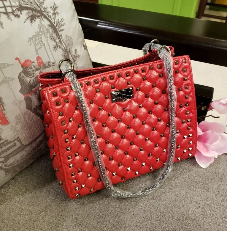 Fanshion женские сумки на плечо из натуральной кожи с заклепками роскошные