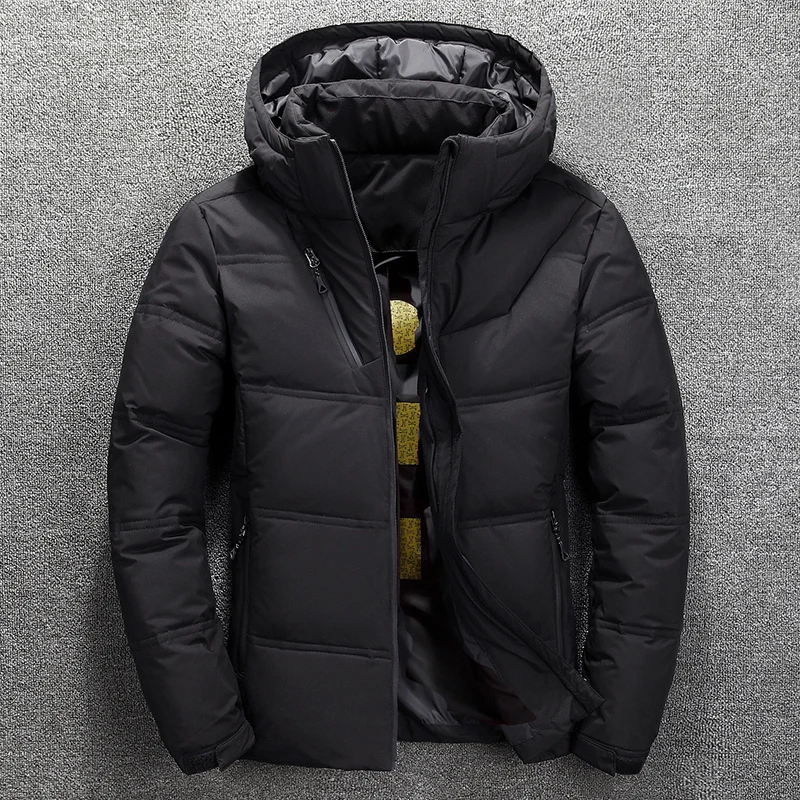Men's Winter Warm Jacket Coat Casual Autumn Stand Collar Puffer Thick Hooded White Duck Down Jackets Men's -20 Windbreaker Parks