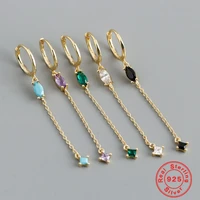 925 sterling silver tassel long chain drop earrings multicolor zircon european and american exquisite women fashion jewelry