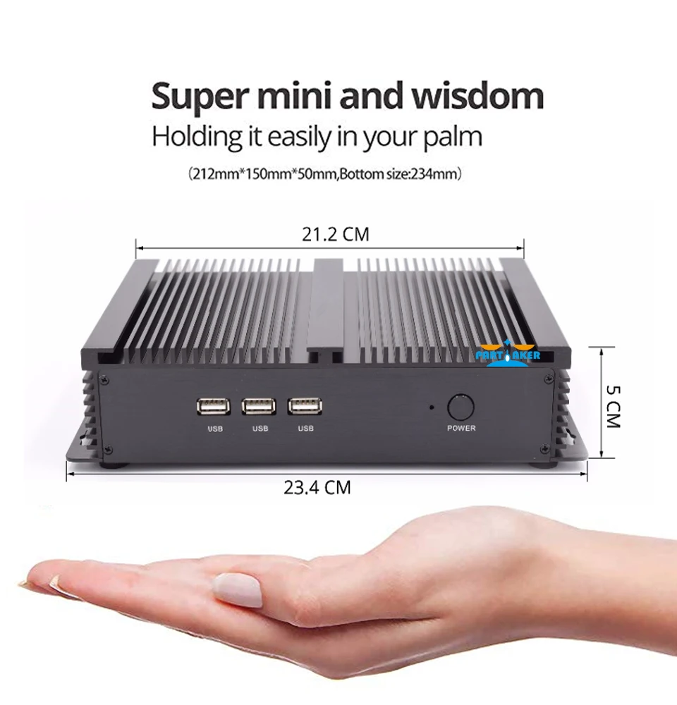Причастником I3 промышленный Мини ПК промышленный ПК 2* RS232 с Intel Core i5 7200U 2 ядра 4 потока HTPC мини ПК