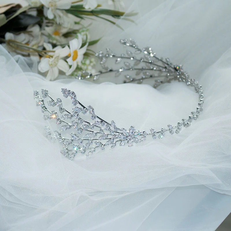 

NiuShuya Sweet New Cubic Zirconia Bridal Wedding Soft Headband Hairband Tiara Hair Jewelry Accessories Hairpieces Bridal Headpie