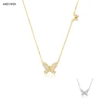 Длинная цепочка с подвеской-бабочкой, из серебра 925 пробы