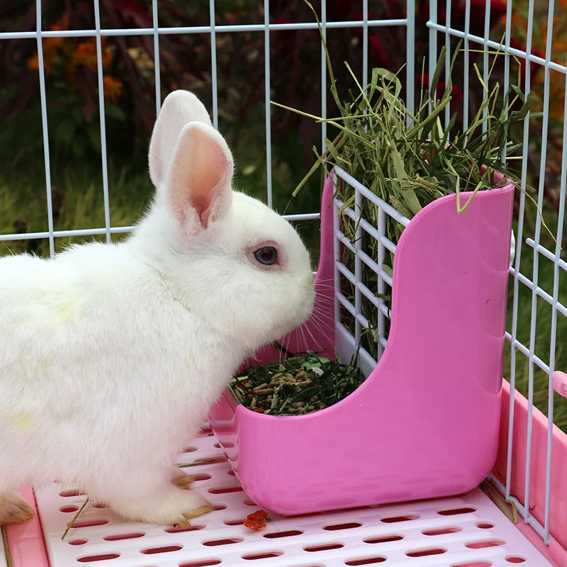 

Two-in-one Straw Rack Rabbit Food Bowl Fixed Chinchilla Guinea Pig Food Box Supplies Automatic Rabbit Feeder Pet Accessories