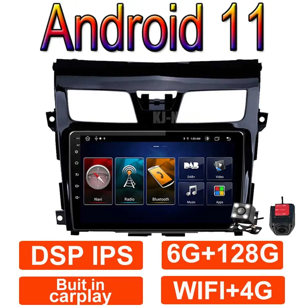 Мультимедийная система Carplay 6 ГБ + 128 8 ядер Android 11 LTE DSP видео Wi Fi BLUETOOTH для Nissan Teana Altima