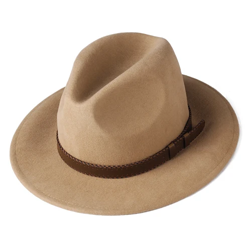 Khaki 3 FURTALK Fedora шляпа для женщин и мужчин австралийская шерстяная фетровая шляпа с широкими полями винтажная джазовая фетровая шляпа для пары зимняя шапка для женщин - Цвет: Khaki 3