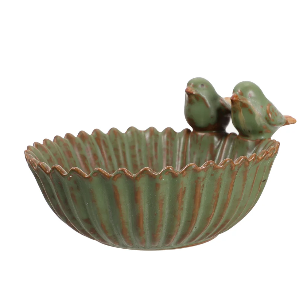

1pc Bird Feeding Container Ceramic Dish Container Household Plants Dish