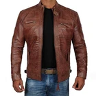 Мужская кожаная куртка в европейском и американском стиле, куртка большого размера из искусственной кожи в стиле панк с воротником-стойкой, мужская одежда 5XL