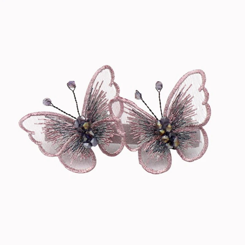Декоративная заколка для волос с вышивкой из бисера и бабочек | Дом сад