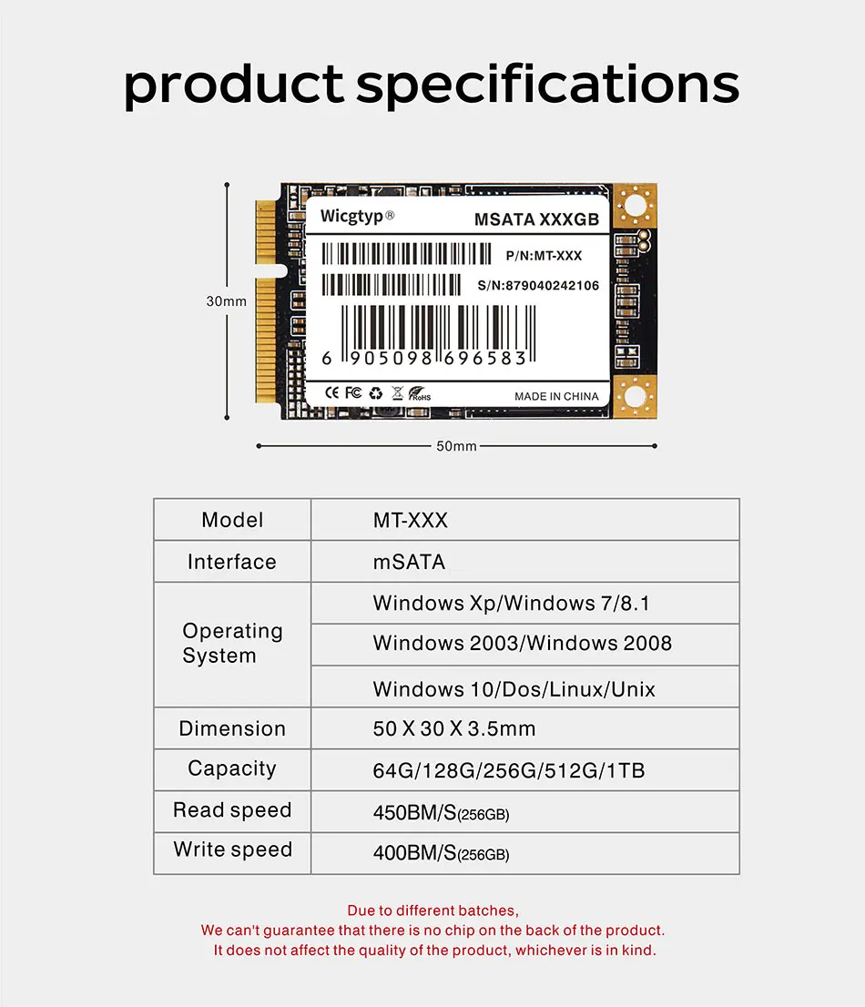 Wicgtyp mSATA SSD SATA3 III 6 ГБ/сек. SATA II 16 Гб оперативной памяти, 32 Гб встроенной памяти, 64 ГБ 128 ГБ 256 512 1 ТБ HD SSD твердотельный диск все сигнала ПК