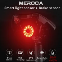 meroca led bike rear light usb charging bicycle smart auto brake sensing lamp ipx6 waterproof mtb cycling taillight accessories