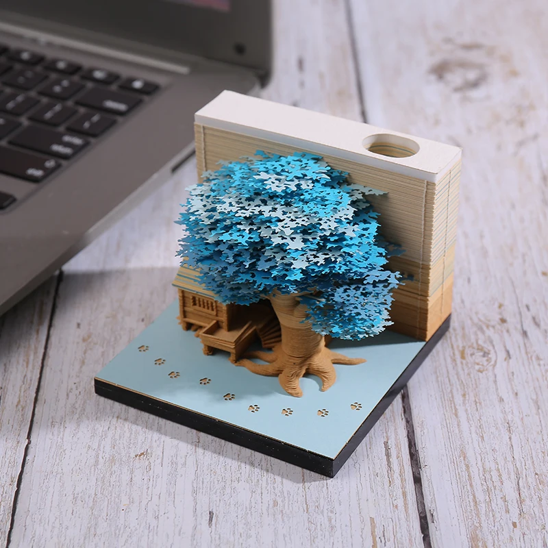 3D Notepad Creative Memo Pad Tree House Creative Gift Office Accessories