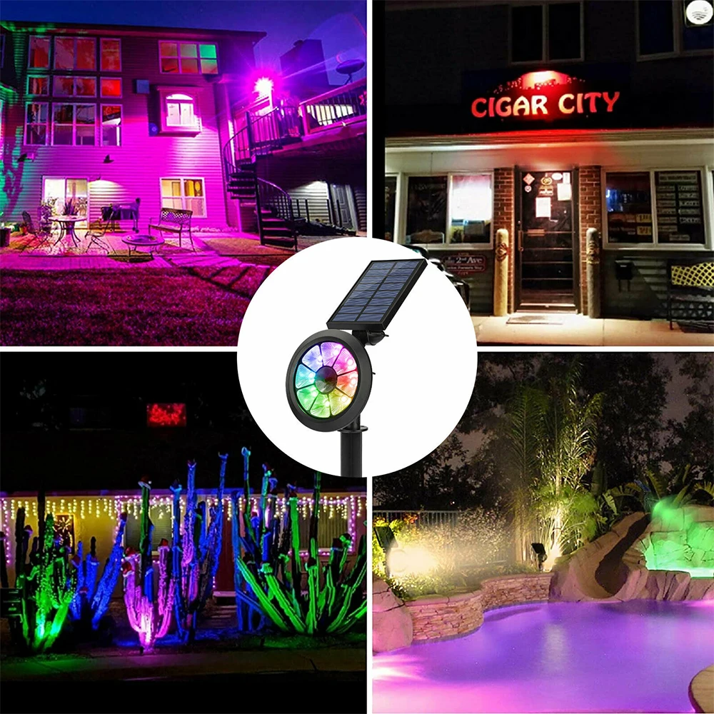 

2in1 Solar Power 8 LED RGB Lawn Spot Light Outdoor Garden Landscape Wall Street Lamp Remote Control Spotlights Garden Decoration