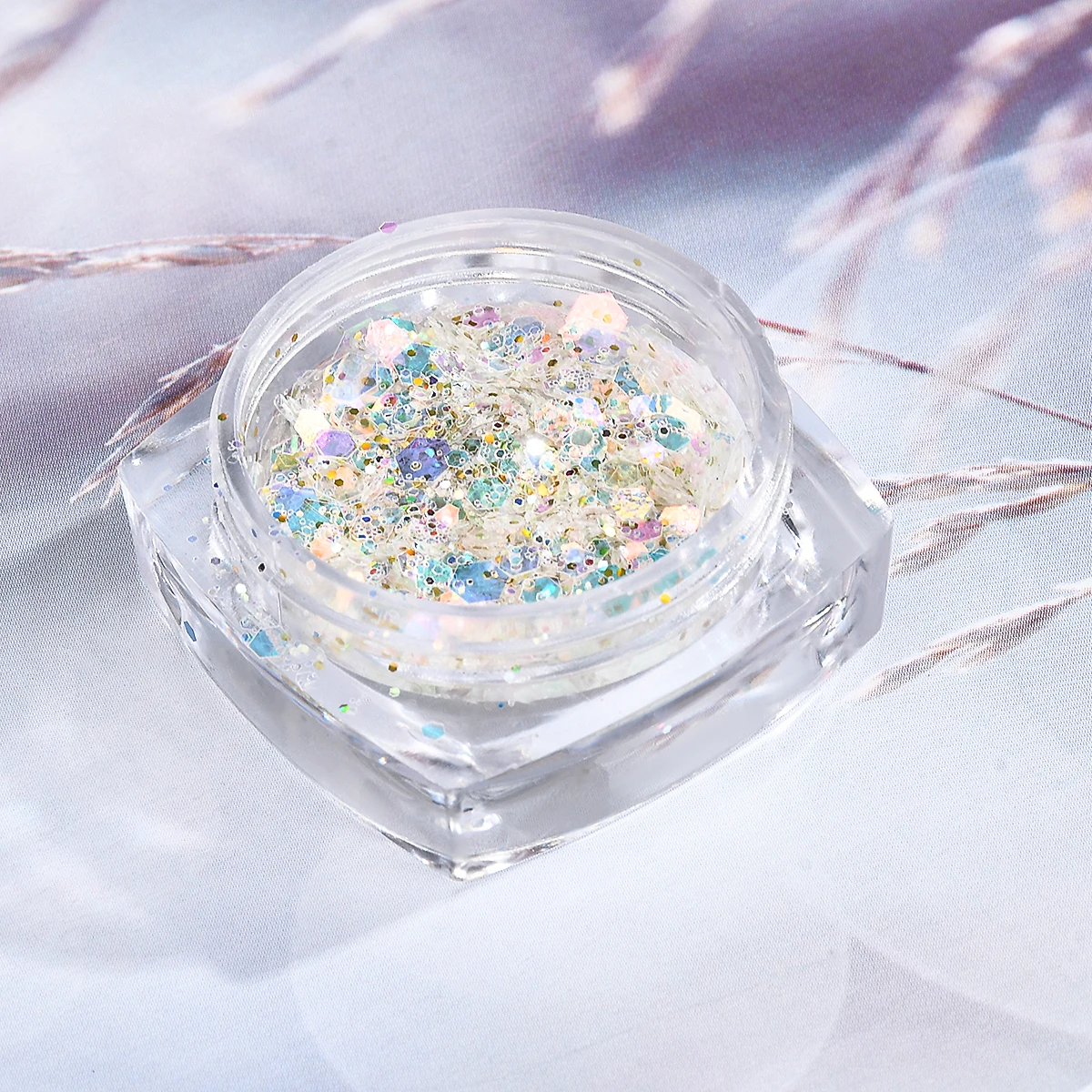 6 шт. синий цветной набор для ногтей с блестками Голографический лазерный порошок