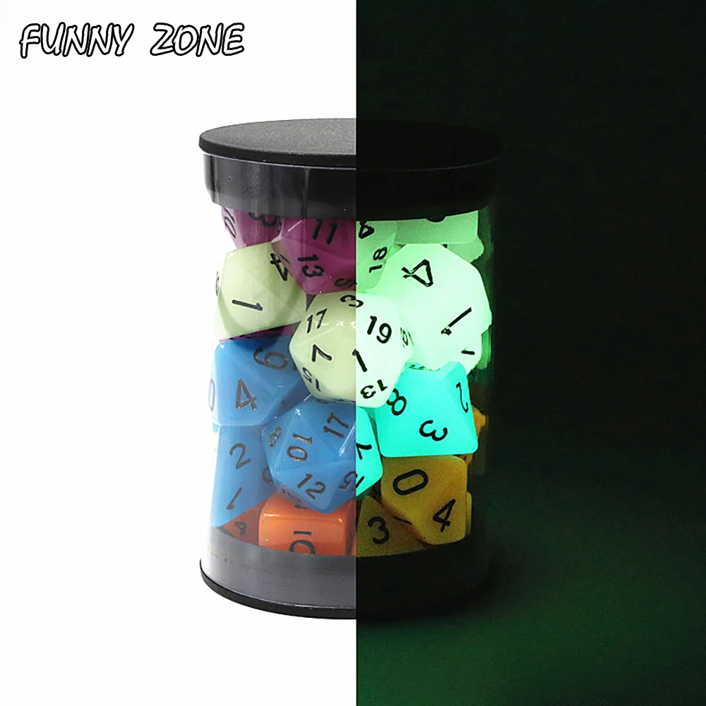 Светится в темноте Набор кубиков 28 предметов многогранные для ролевых игр