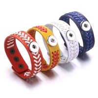 fashion leather bracelet 18mm snap button mens bracelet classic womens jewelry braided rope bracelet trendy jewelry party gift