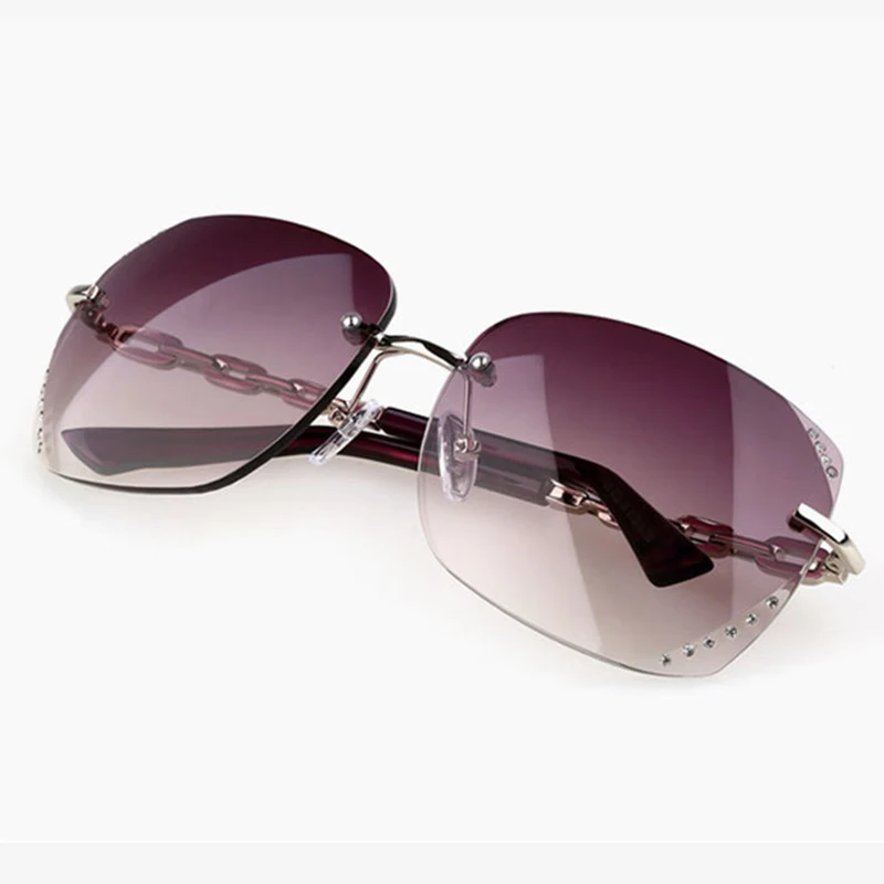 Женские квадратные солнцезащитные очки без оправы градиентные с отделкой