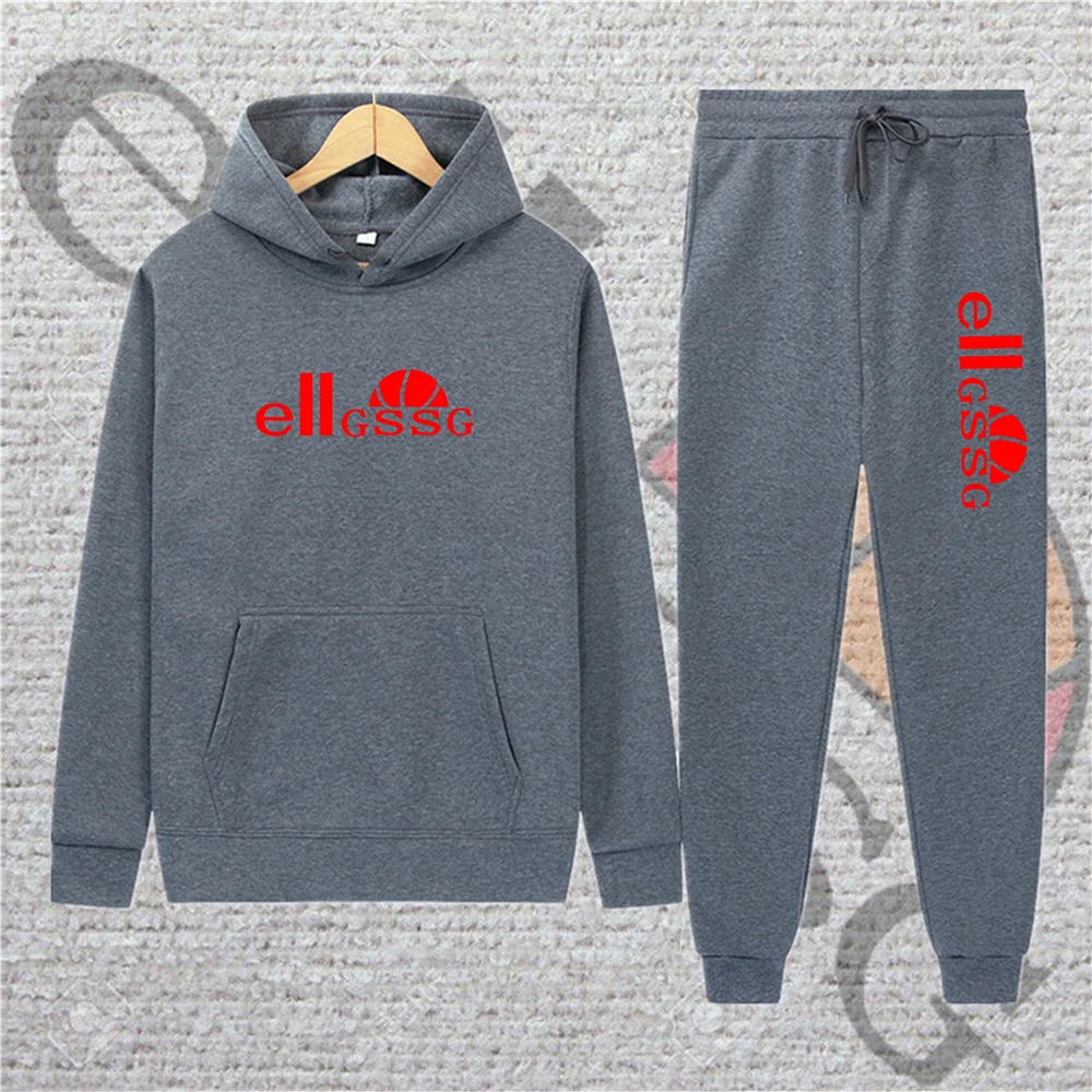 

Sportswear fitness printing new men's sportswear hooded pullover sweatshirt casual pants two-piece handsome sportswear men