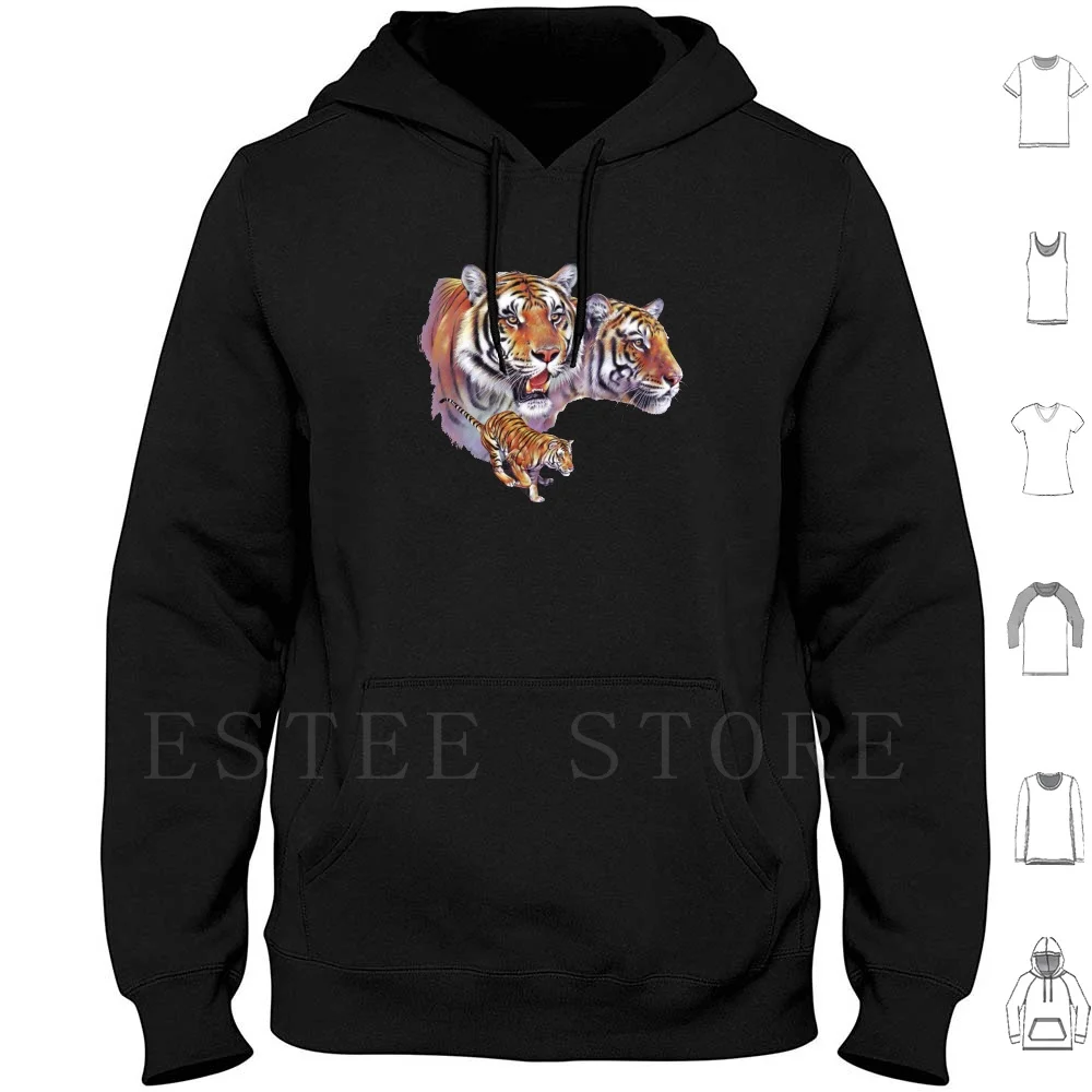 Толстовка с капюшоном реалистичный худи длинным рукавом изображением тигра