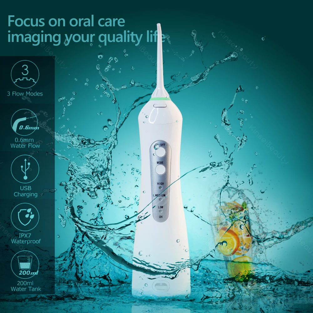 

Electric Oral Irrigator 3 Mode USB Rechargeable Dental Water Flosser Family Travel Use Waterproof Water Jet Floss Teeth Cleaner