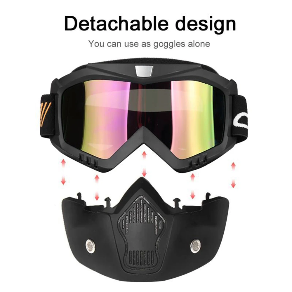 Маска на все лицо Mortorcycle Военная съемная очки для лыжного спорта и велоспорта с