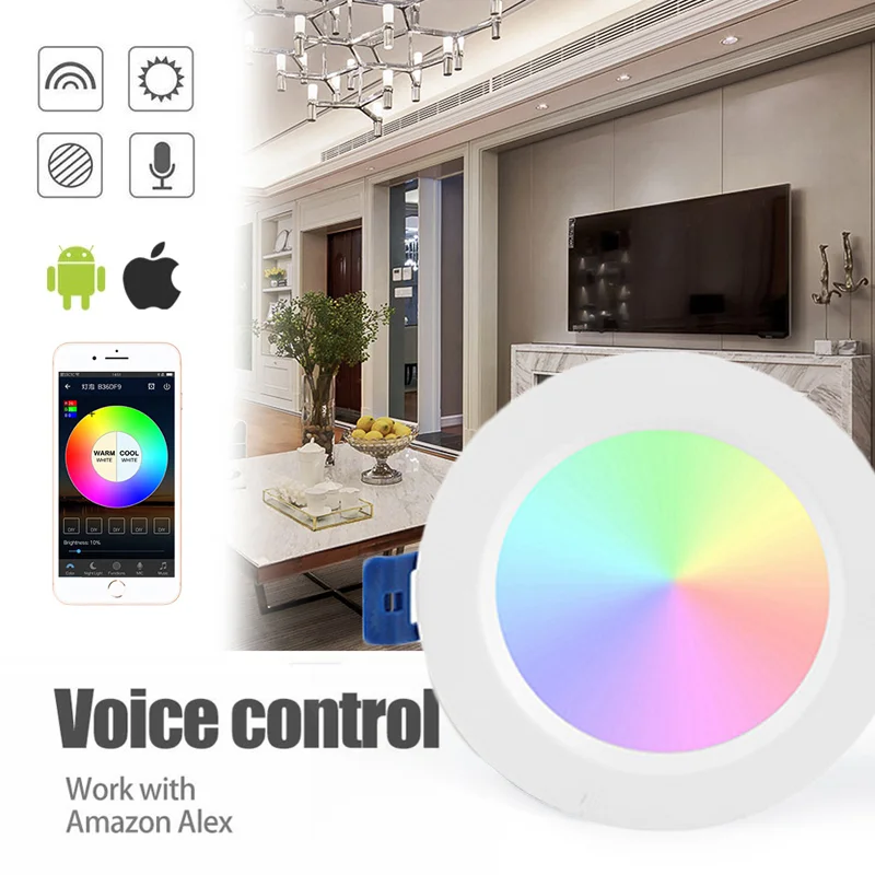 

10W/12W Tuya Zigbee Smart Led Downlight AC100-245V 2700-6500K RGB Voice Control Round Spot Light Work With Alexa Google Home