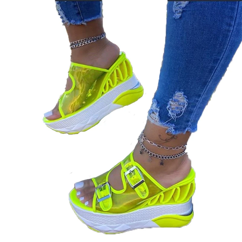 2020 г. новые летние шлепанцы женские сандалии большого размера на очень высоком