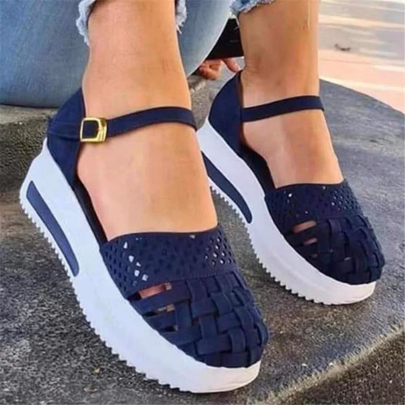 

Summer Women's Woven Round Toe Flat Shoes New Ladies Thick-soled Casual Shoes Dress Party Cute Female Vulcanized Shoes