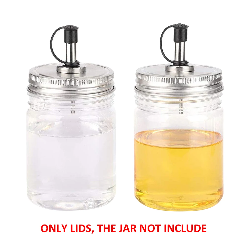 

70mm Regular Mouth Mason Jar Lids Leak-Proof Seal Stainless Steel Mason Jar Pour Spout Top Lid For Olive Oil Cocktail Delightful