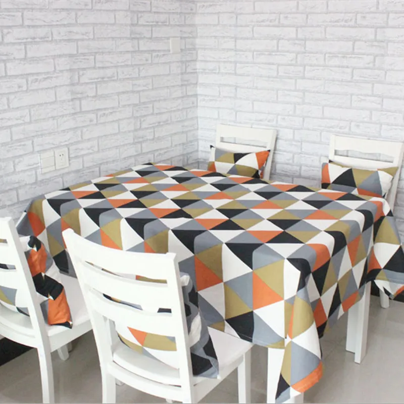 

1PC Table Cloth Triangular Splice Colorful Summer Table Cloth Simple Geometric Round Tablecloth