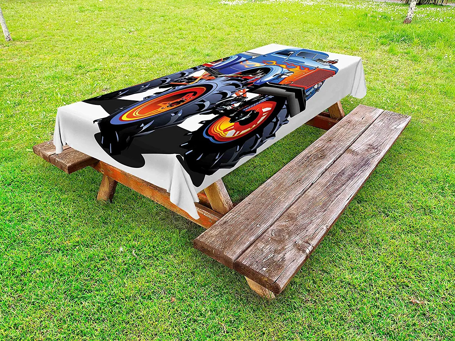 Человек Пещера скатерть Мультфильм Монстр грузовик с огромными шинами