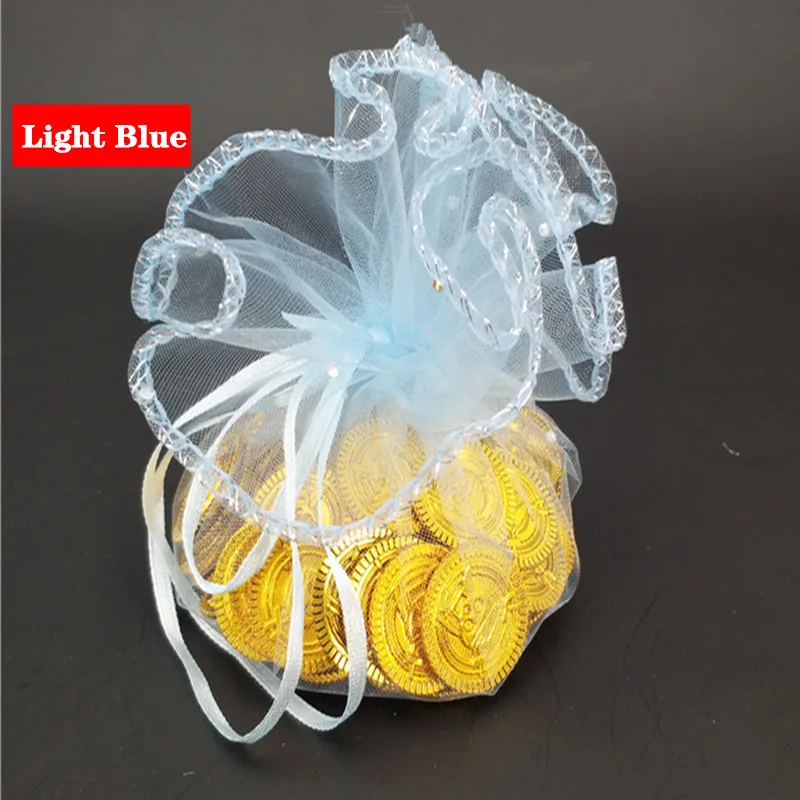 light blue 50 шт 26 см большие мешочки из органзы Мешочки для украшений из органзы Свадебные сувениры и подарки круглый мешок из органзы марлевые элементы сладкий мешок 5Z - Цвет: light blue