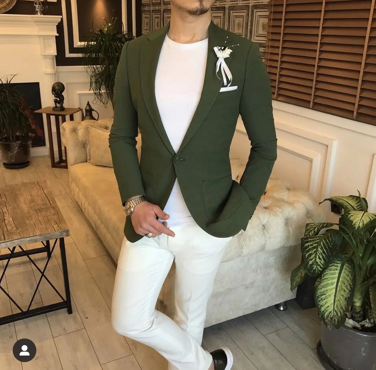 

2022 Green Casual Stylish Costume Homme Men Suits Wedding Tuxedos Party Groom Prom Slim Fit Terno Masculino Blazer 2 Pcs