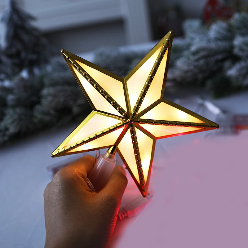 

Светодиодная верхняя подсветка для рождественской елки, 3D светящаяся пятиконечная звезда, прозрачная пятиконечная звезда, украшение для р...