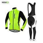Комплект для велоспорта WOSAWE, куртка с гелевыми подкладками и штаны, зимняя, ветрозащитная, флисовая, куртка с длинным рукавом, велосипедные костюмы