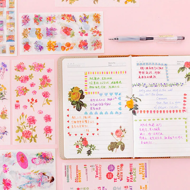 6 шт./компл. небольшие свежие Мультяшные Бумага бухгалтерская книга наклейки на