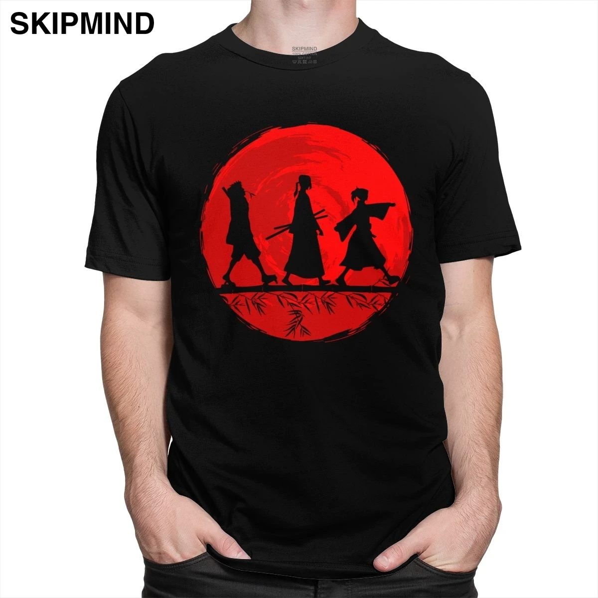 Потрясающая Красная мужская футболка с Самураем хамплоо Повседневная коротким