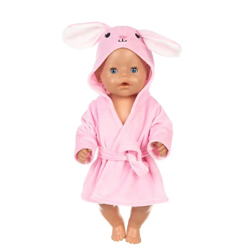 

Doll Clothes Lovely Rabbit Bathrobe for 18 Inch Reborn Dolls Winter Warm Pajamas Purses New Born Baby Rompers Children's Toys