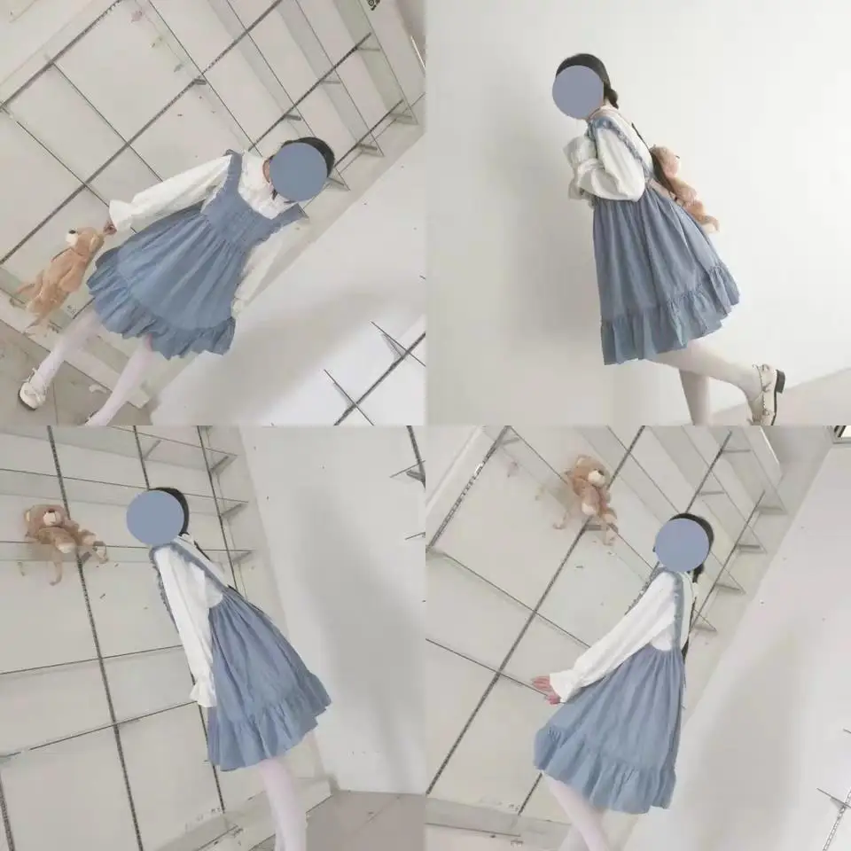 

Student White Shirt Cute Doll Collar Flared Long Sleeves Shirt Small Fresh Loose Large Size Cheap Top Kawaii Clothes Women