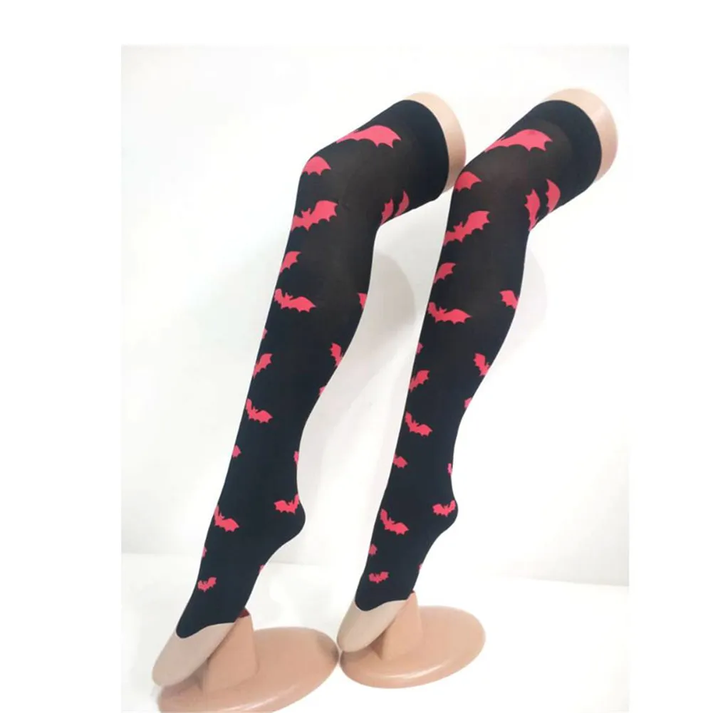 Вечерние длинные гольфы с рисунком скелета на Хэллоуин маскарадный костюм для