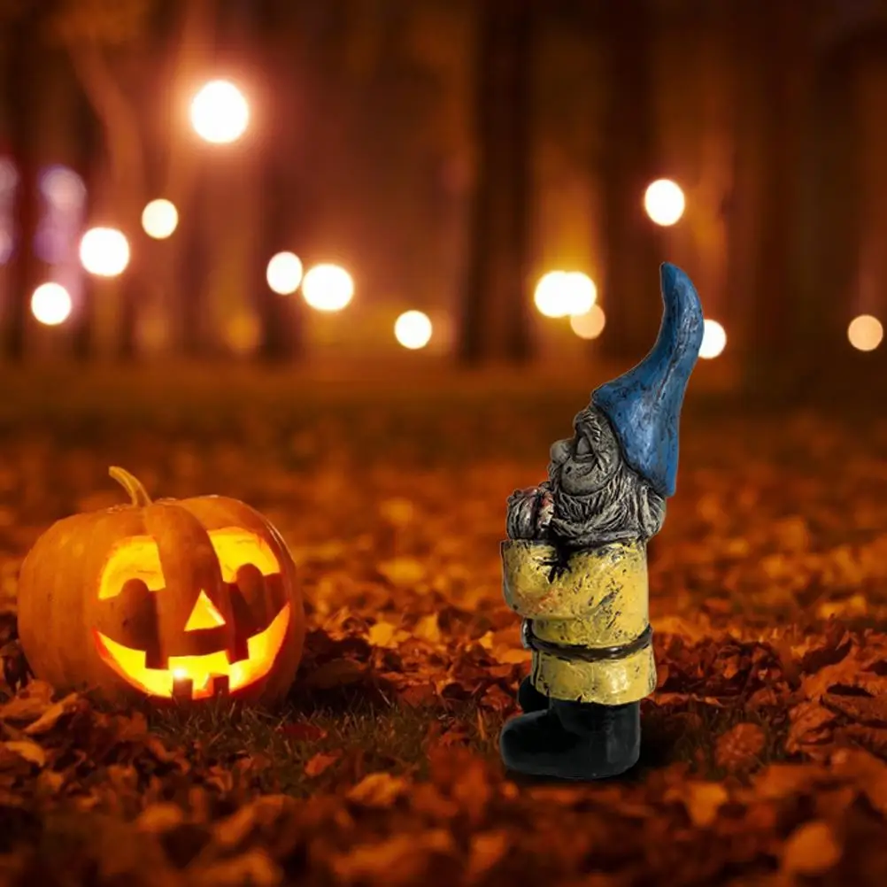 

1pcs Resin Zombie Horror Gnome Dwarf Figure Statue Sculpture Ornaments Garden Potted Plants Decor Halloween Prop