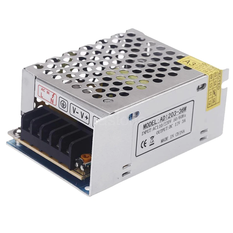 

WSFS Hot AC 100V~240V to DC 12V 3A 36W Voltage Transformer Switch Led Strip Power Supply