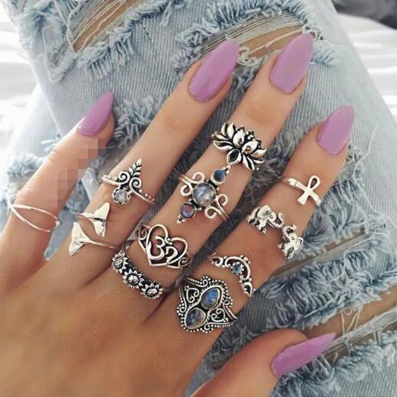 Женское Винтажное кольцо Tocona в богемном стиле винтажное серебряное бохо