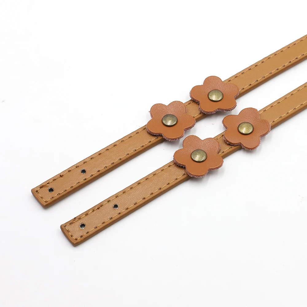 1Pair 70cm PU Leather Handles brown Shoulder Handbag DIY Flowers O Bags Strap Handle Replacement Bag Accessories with Rivet