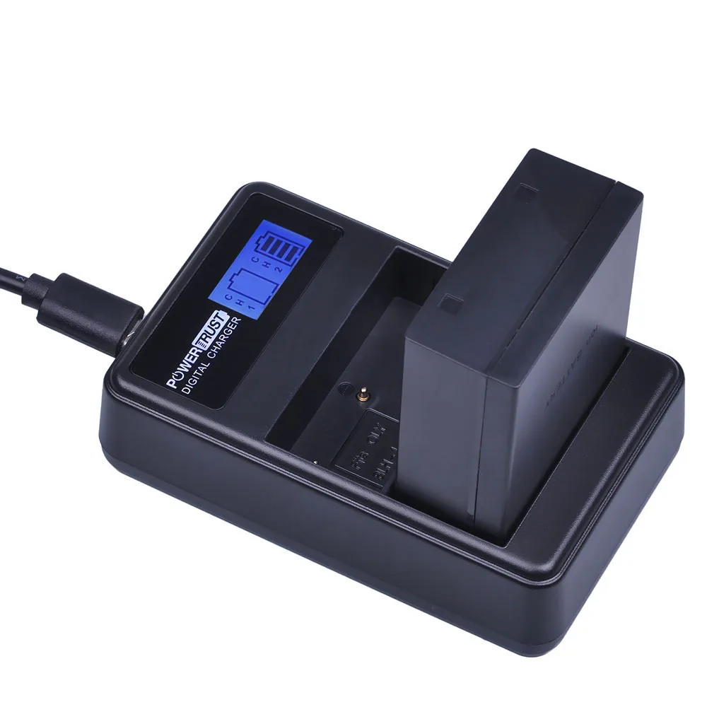 1battery and Charger PowerTrust 2 шт. BLH-1 BLH1 BLH 1 сменная батарея и ЖК-USB двойное зарядное устройство для камеры Olympus E-M1 Mark II - Цвет: 1battery and Charger