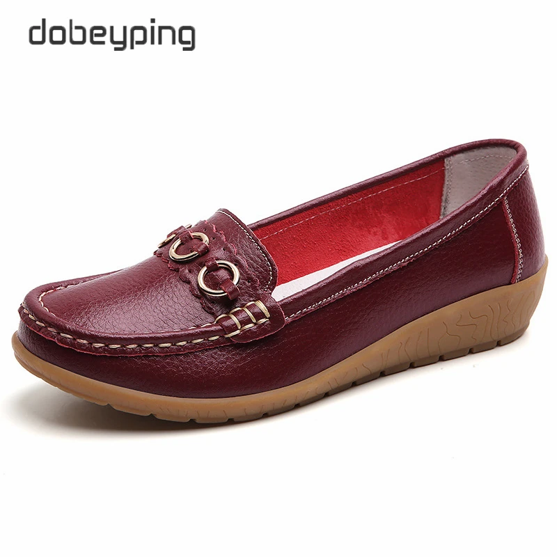 dobeyping Fashion Hollow Women's Loafers Genuine Leather Woman Summer Shoe Moccasins Slip On Female Flats Wedge Shoes Size 35-44