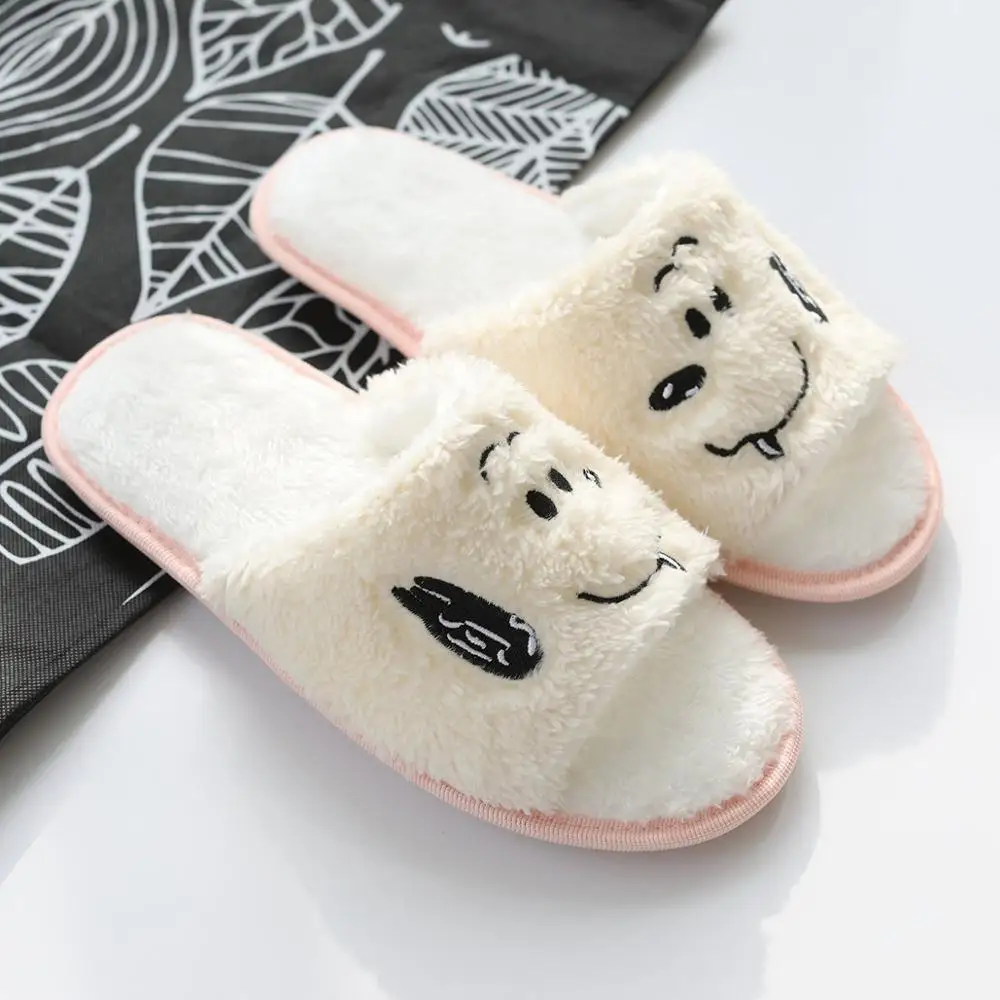 35-39 yards Cartoon net red cute little white face dog slippers soft home slippers in autumn and winter