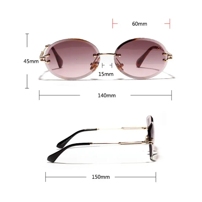 

Rimless Sunglasses Fashion Trend Hot Pop Unisex Protection Eyewear Women Men Outdoor Driving No Frame Metal Legs Oval Shape