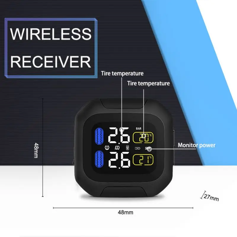 

M3 Real-Time Motorcycle Pressure Monitoring System Tpms Wireless Internal Or External Lcd Display New