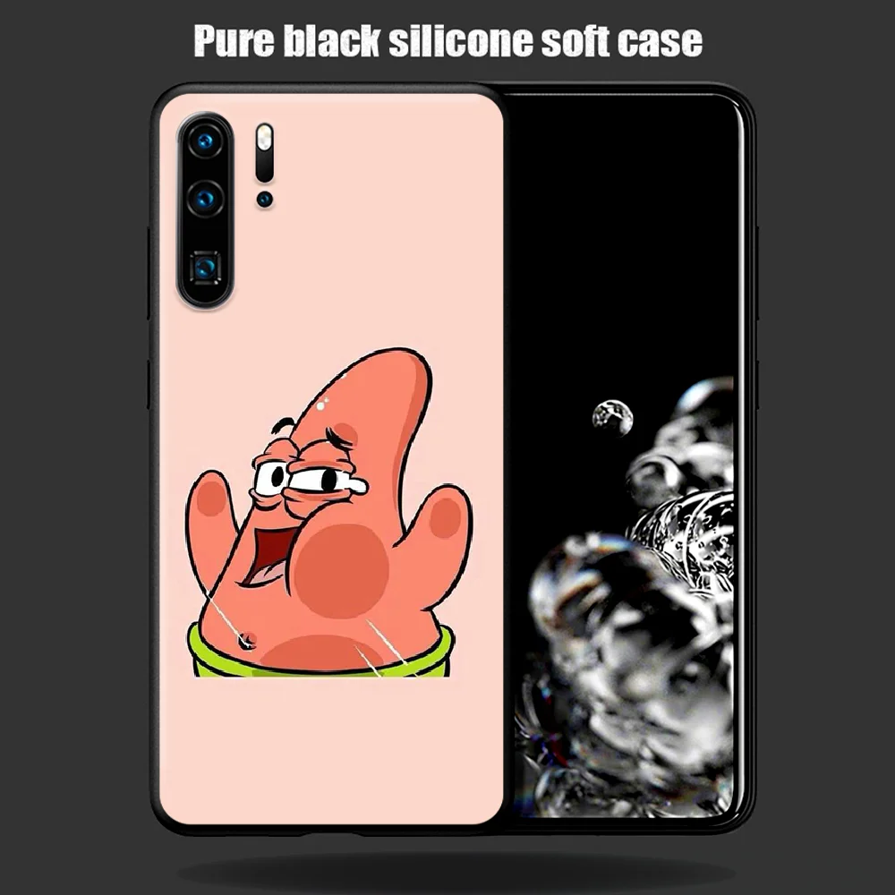

Cute Cartoon SpongeBobo Phone Case For Huawei P Mate 10 20 30 40 Pro Lite Smart 2019 2021 black Bumper Painting Cover Luxury