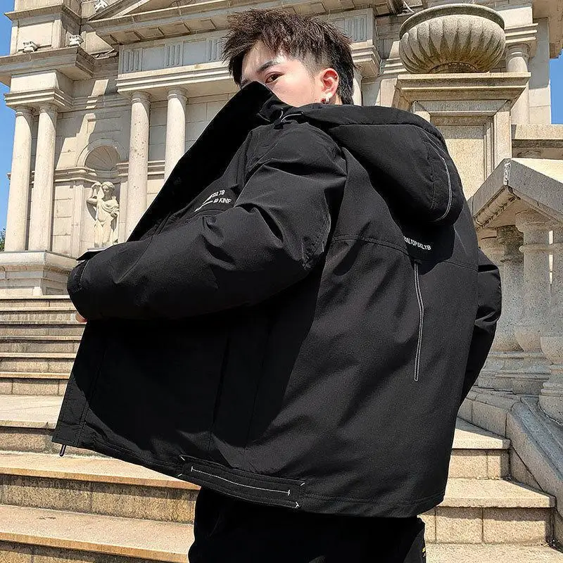 Men's Plus Size Casual Hooded Cotton-padded Jacket Korean Version of The Trend Plus Cotton Down Padded Jacket Winter Coat Men